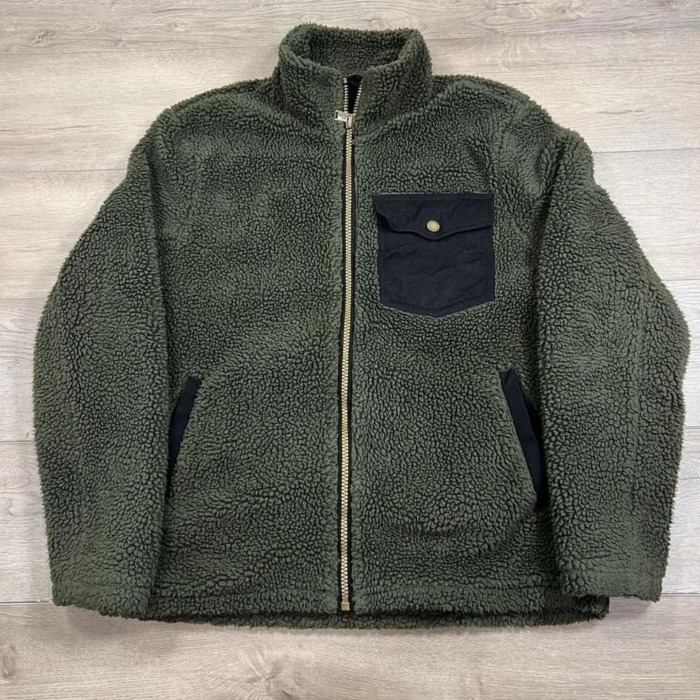 Pendleton Fleece Jacket Mens Large Green Sherpa Full Zip Contrast Pocket